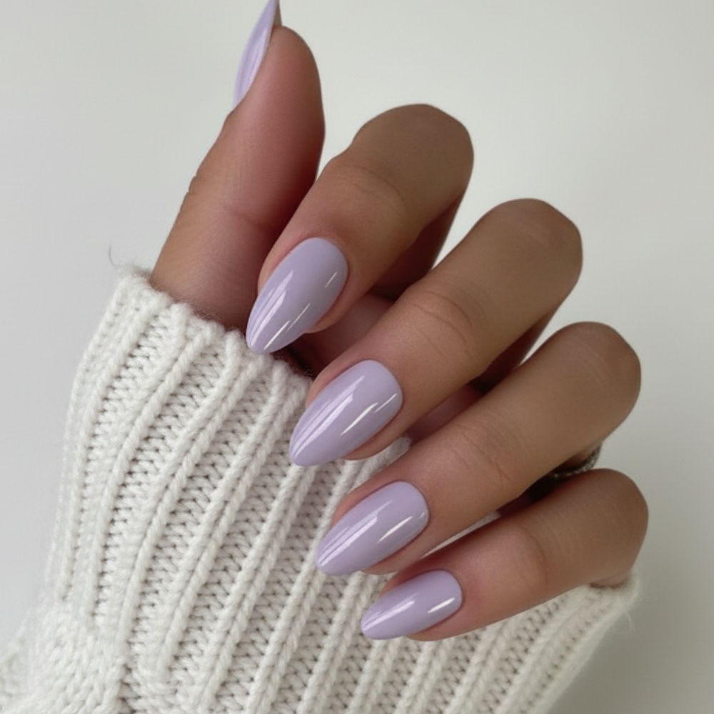 Lavender Milk Lilac Gloss Press On-Nails | Medium Almond Shape