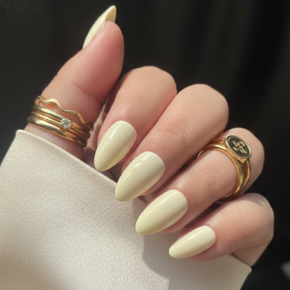 Sugar Tips Kendall Jenner Yellow Butter Almond Press-On Nails