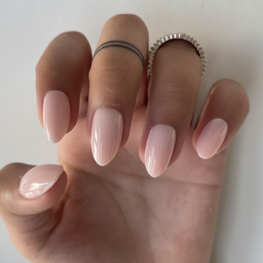 Sugar Tips Barely Blushing Soft Nude Pink Almond Press-On Nails