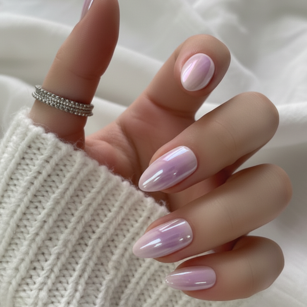 Sugar Tips Cotton Candy Cloud Pink & Lavender Ombre Almond Press-On Nails 