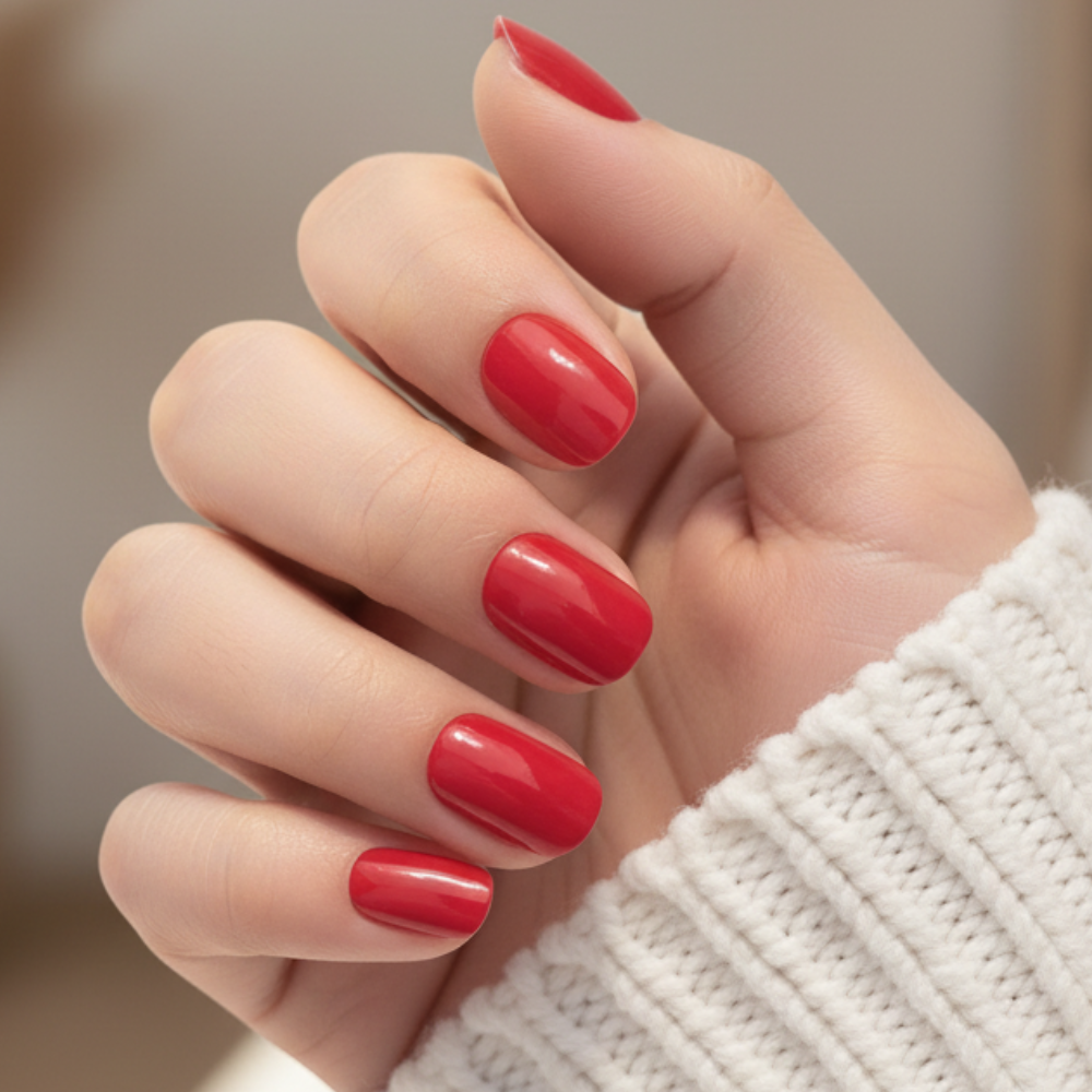 Sugar Tips Cherry Bomb Glossy Red Short Press-On Nails