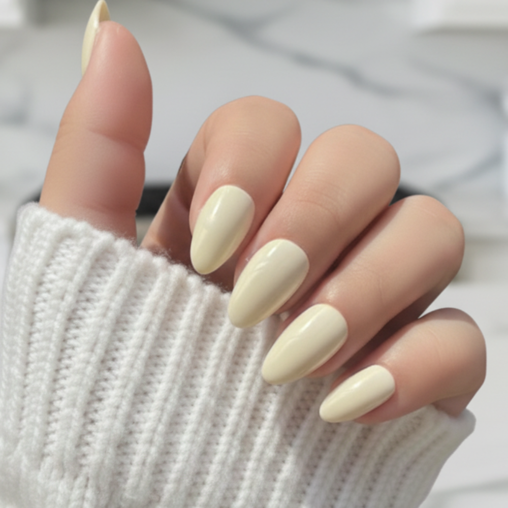 Sugar Tips Butter Glow Kendall Jenner Yellow Butter Almond Press-On Nails 